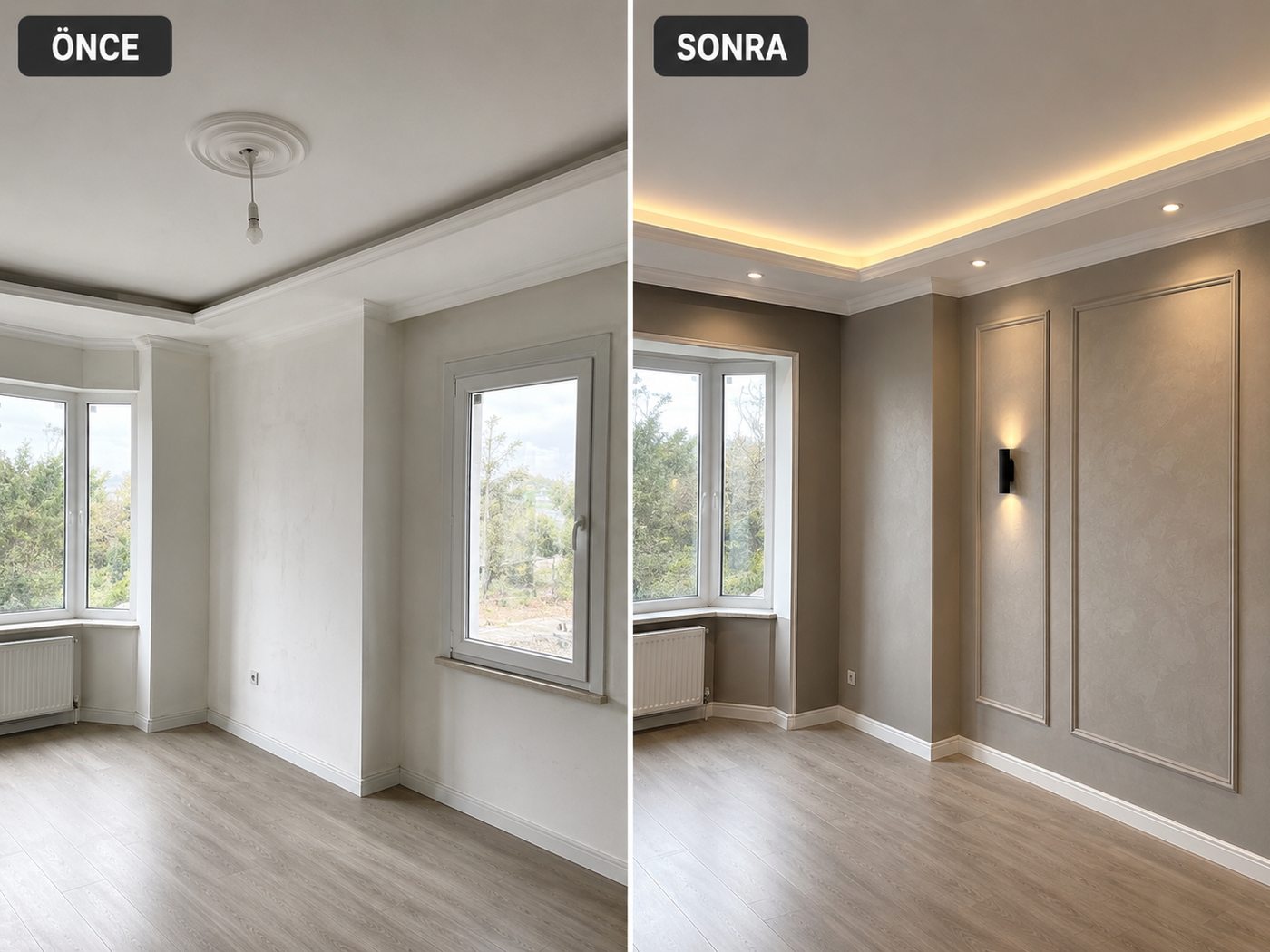 Evka 2 iç cephe boya öncesi ve sonrası